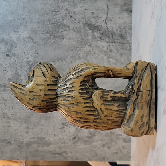 Vintage Wooden Hand Carved Folk Art Cat statue - Picture 6 of 8